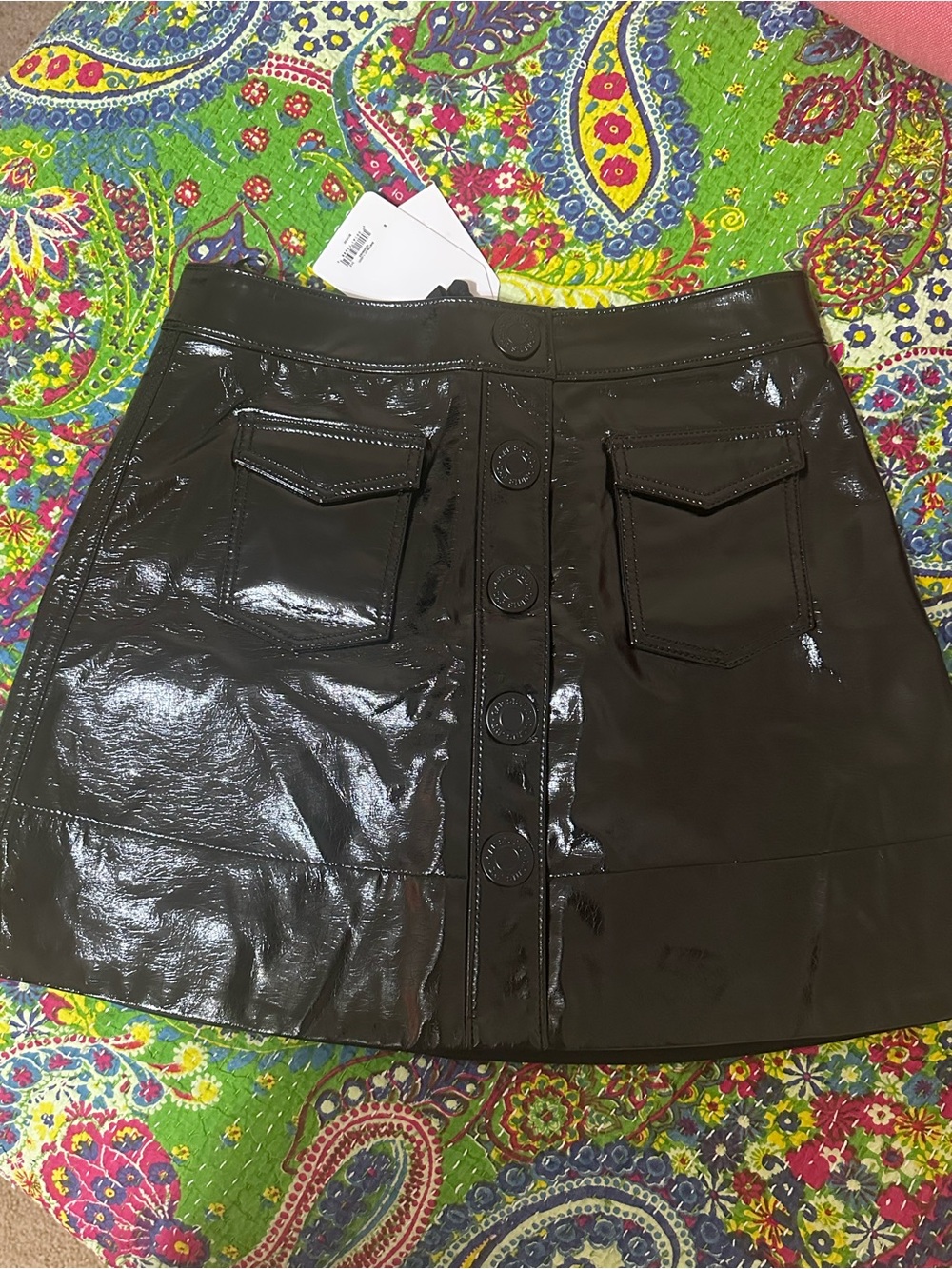 NWT GapStudio Vegan Patent Leather Mini Skirt